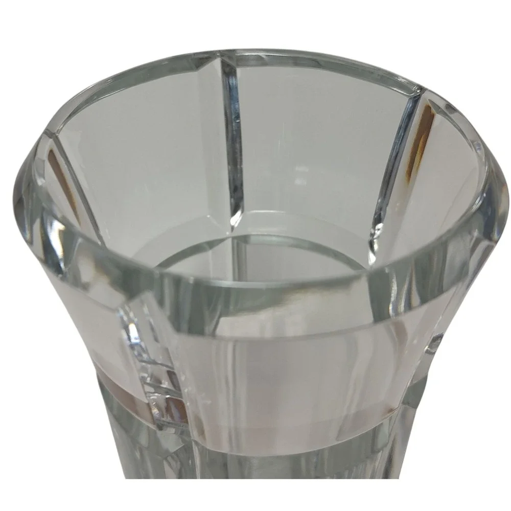 Mikasa Crystal Flower Vase Heavy‎ Contemporary Grooved Made in Yugoslavia
